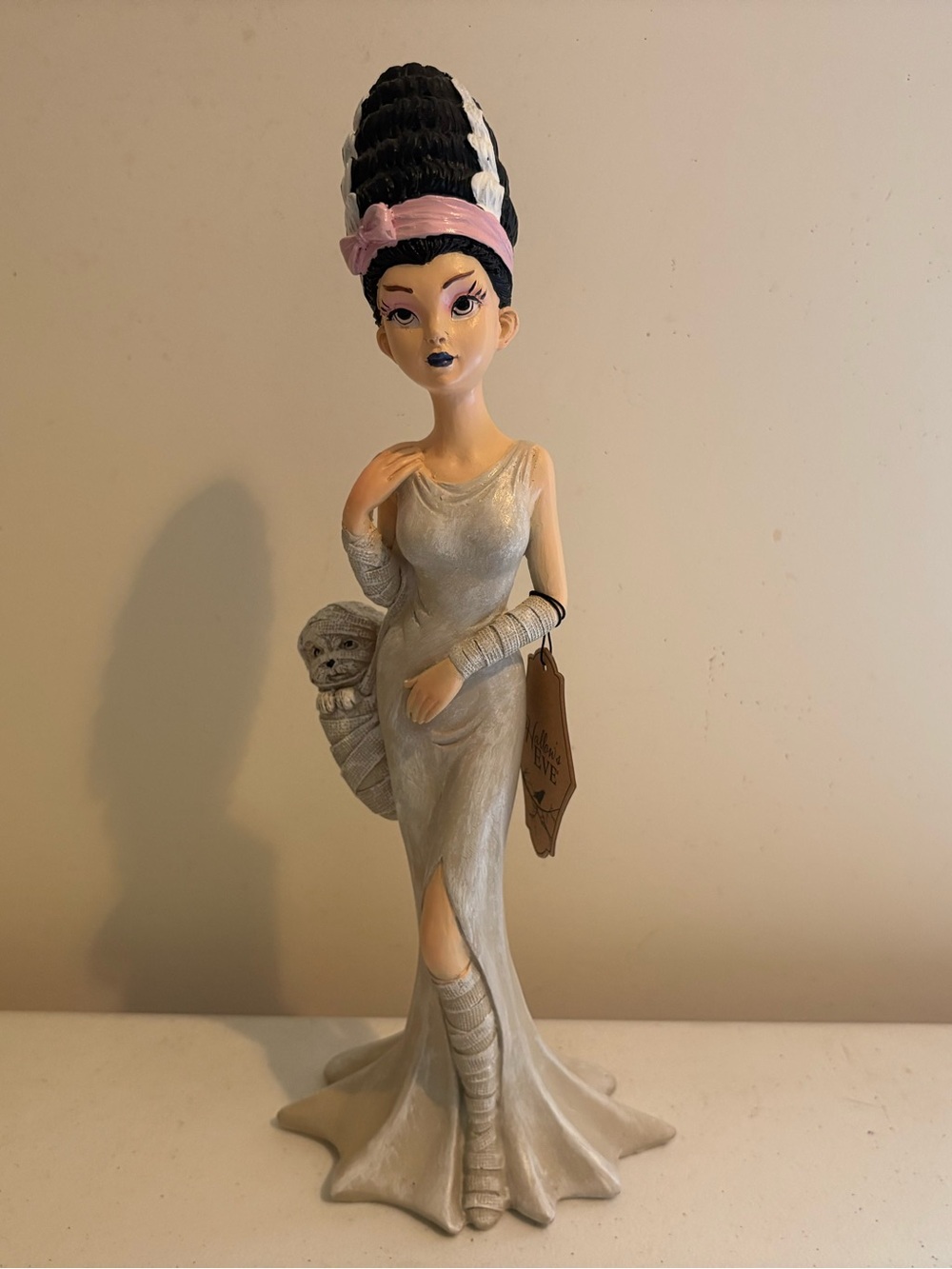 Bride of Frankenstein with Mummy Dog Halloween decor